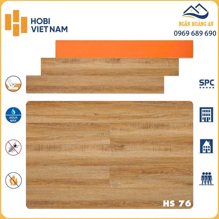 Sàn Nhựa Giả Gỗ Hèm Khóa Hobiwood HS76 Dày 7mm