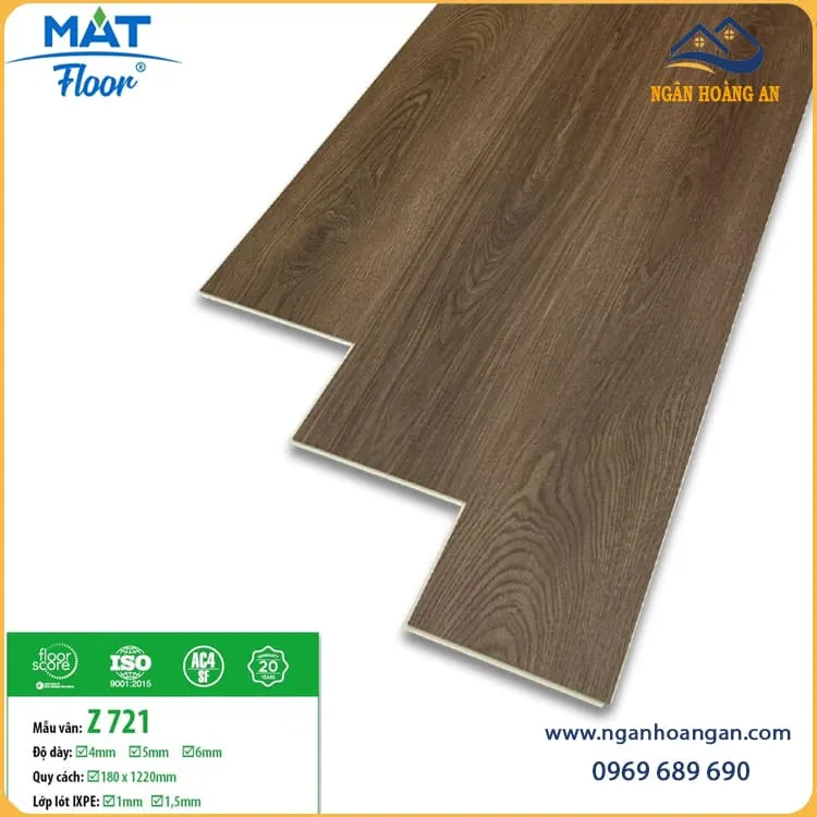 Sàn Nhựa Giả Vân Gỗ Hèm Khoá 4mm MAT Floor Z721