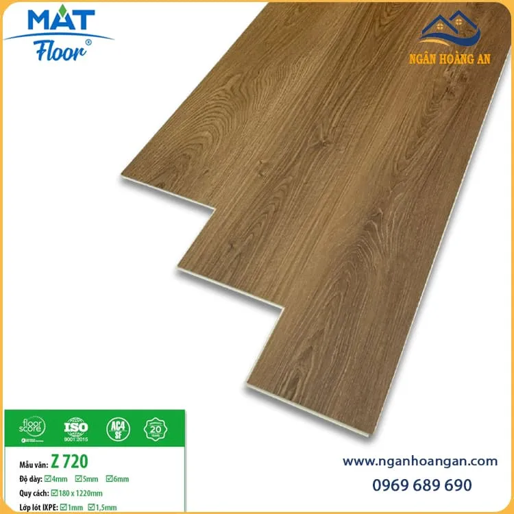 Sàn Nhựa Hèm Khoá Giả Gỗ MAT Floor Z720 Dày 4mm