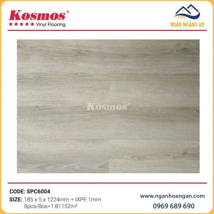 Sàn Nhựa Hèm Khoá Giả Gỗ Kosmos SPC6004 Đế Cao Su 5mm