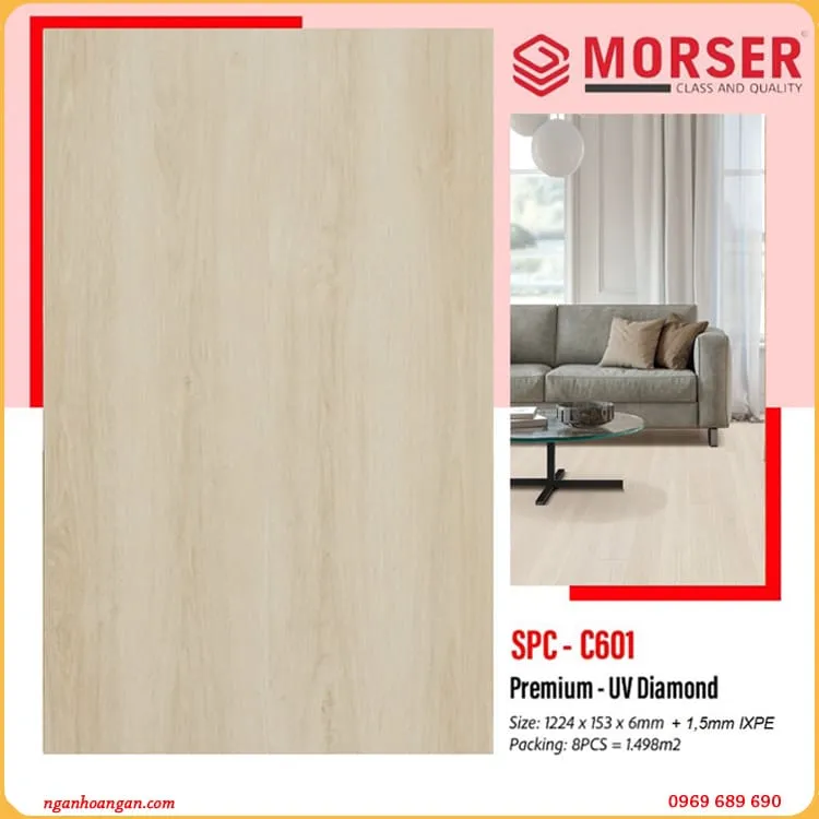 Sàn Nhựa Hèm Khoá Giả Gỗ Morser C601 6mm