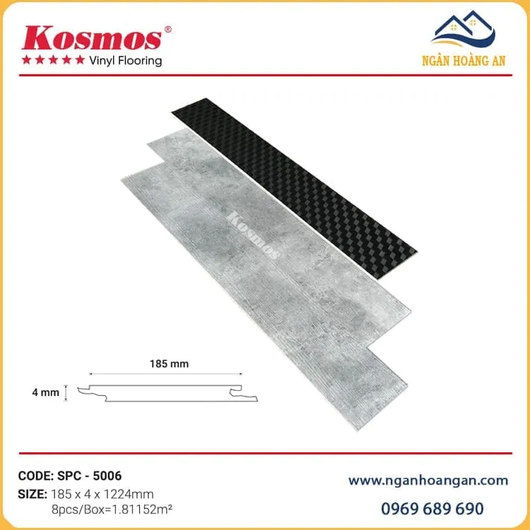 Sàn Nhựa Hèm Khóa Giả Vân Bê Tông Kosmos SPC5006