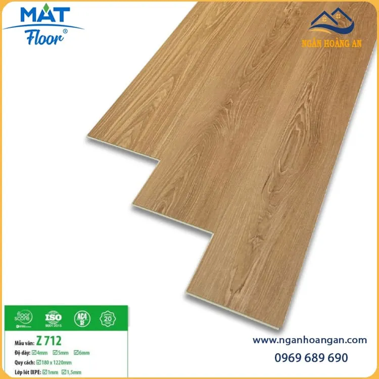 Sàn Hèm Khoá Nhựa Giả Gỗ MAT Floor Z712 Dày 4mm