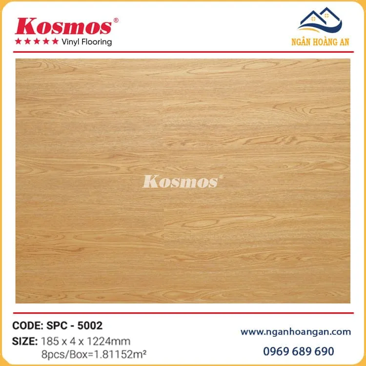 Sàn Nhựa Hèm Khoá Vân Gỗ Đế Cao Su 4mm Kosmos SPC5002