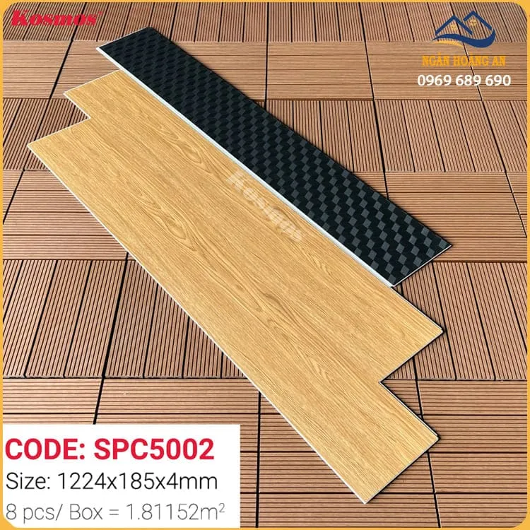Sàn Nhựa Hèm Khoá Vân Gỗ Đế Cao Su 4mm Kosmos SPC5002