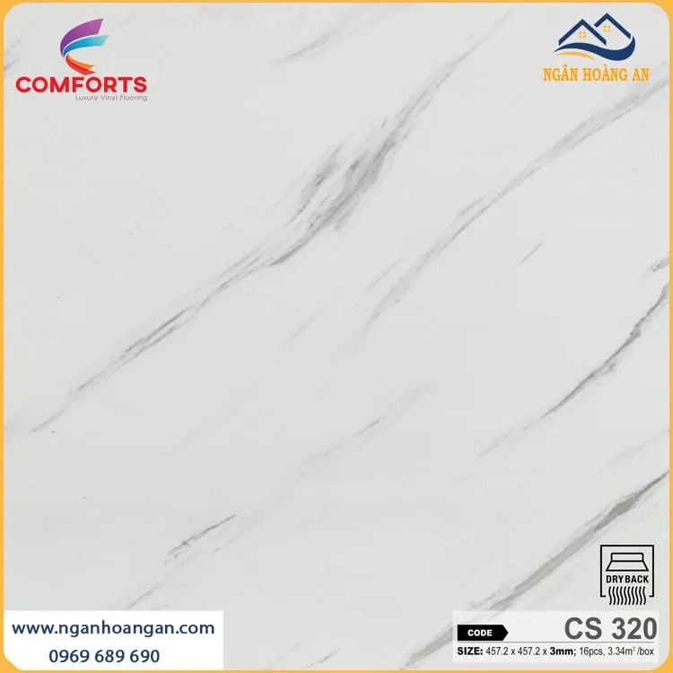 Sàn Nhựa Vinyl Dán Keo Giả Vân Đá Comforts CS320  Dày 3mm