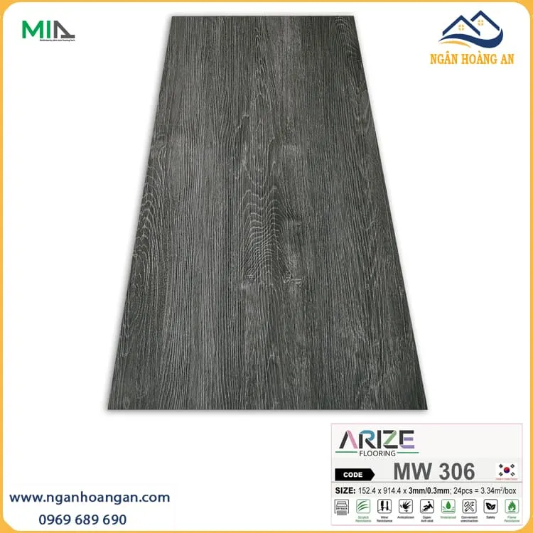 Sàn Nhựa Vinyl Dán Keo Vân Gỗ ARIZE MW306 Dày 3mm