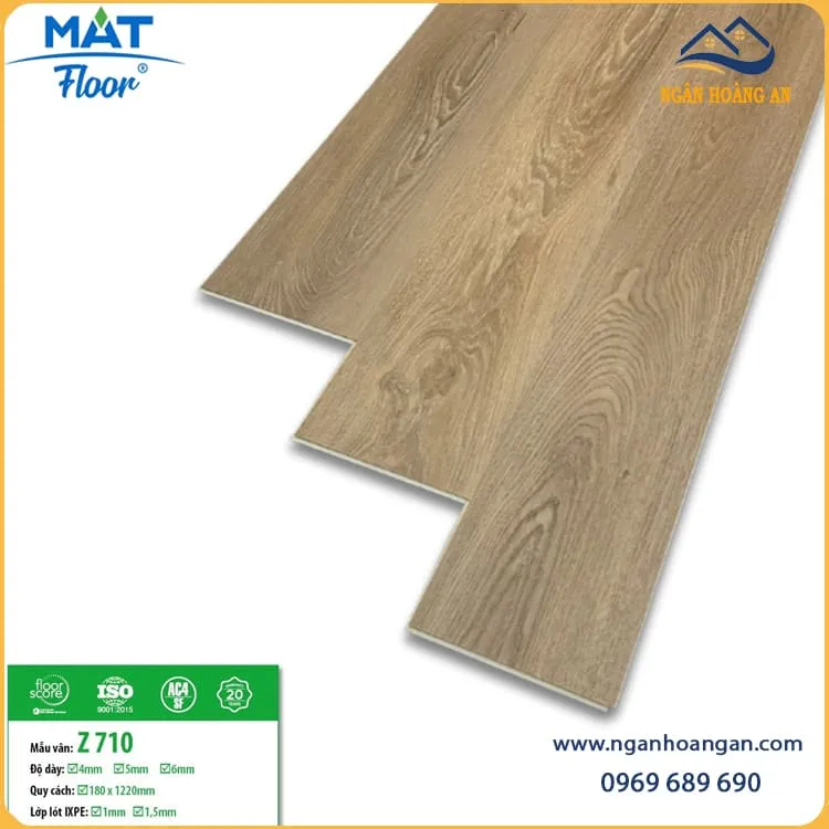 Sàn Nhựa Vinyl Hèm Khoá Giả Gỗ 4mm MAT Floor Z710