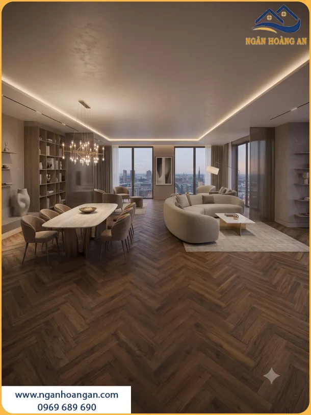 Sàn Nhựa Xương Cá Hobiwood 6mm HX72 Vân Nâu Óc Chó