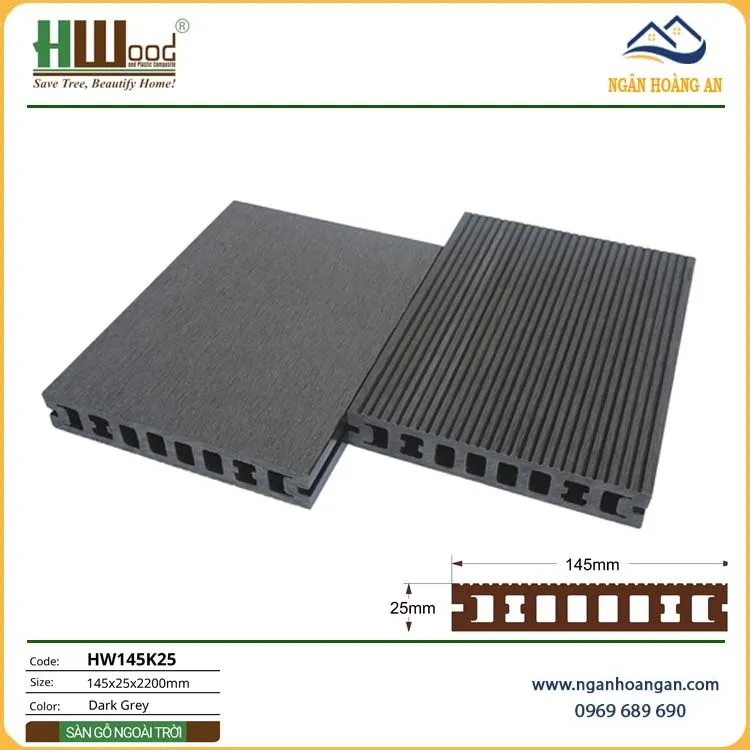 Sàn Sân Vườn Gỗ Nhựa Ngoài Trời Hwood HW145K25