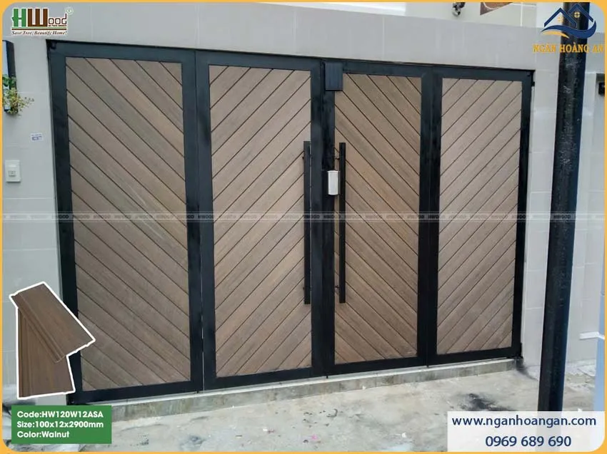 Tấm Ốp Gỗ Nhựa Ngoài Trời Phủ ASA Hwood HW120W12ASA Walnut