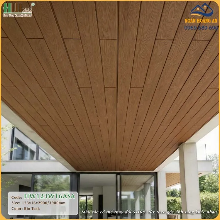 Tấm Ốp Gỗ Nhựa Ngoài Trời Phủ ASA Hwood HW123W16ASA Bio-Teak
