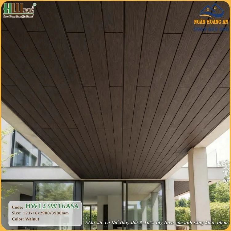 Tấm Ốp Tường Trần Gỗ Nhựa Phủ ASA Hwood HW123W16ASA Walnut