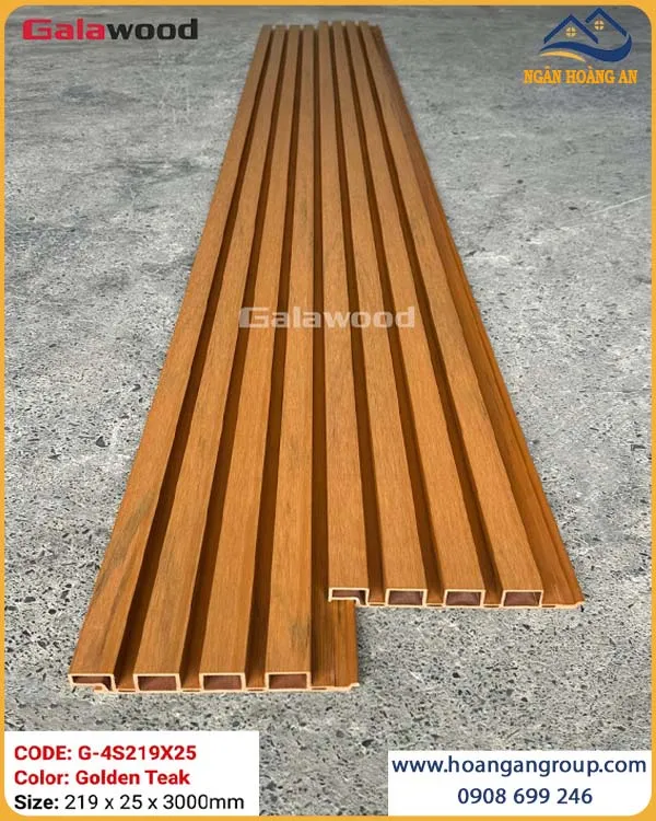 Lam 4 Sóng Gỗ Nhựa Phủ ASA Galawood G-4S219X25 Golden Teak