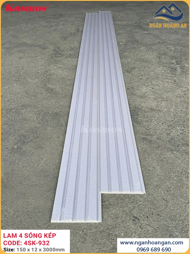 Tấm Lam Sóng Kép Ốp Tường Kosmos Vân Đơn Sắc 4SK-932