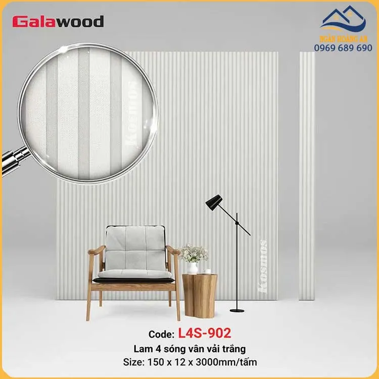Lam 4 Sóng Nhựa Ốp Tường Galawood L4S-902 Màu Trắng