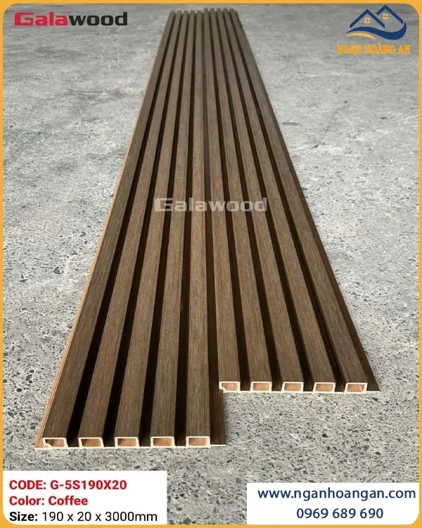 Tấm Ốp Lam 5 Sóng Gỗ Nhựa ASA Galawood G-5S190X20 Coffee