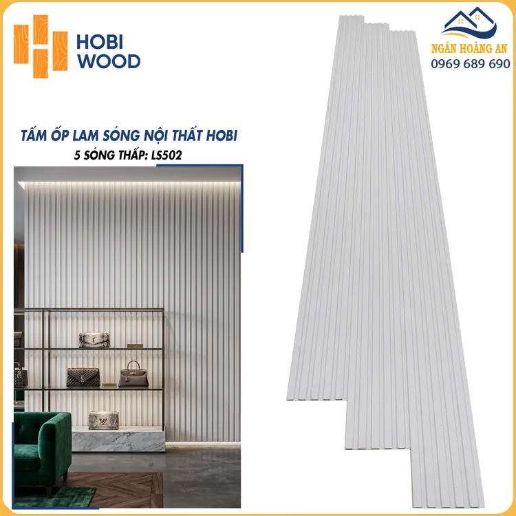 Tấm Lam Sóng Nhựa Hobiwood LS502 Màu Trắng Trơn