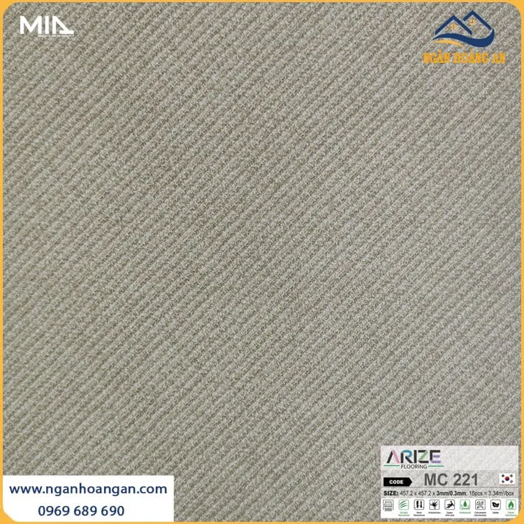 Tấm Lót Sàn Nhựa Dán Keo Vân Thảm Dày 3mm ARIZE MC221
