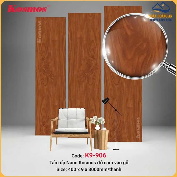 Tấm Nano Ốp Tường Giả Vân Gỗ Chân Kép Kosmos K9-906