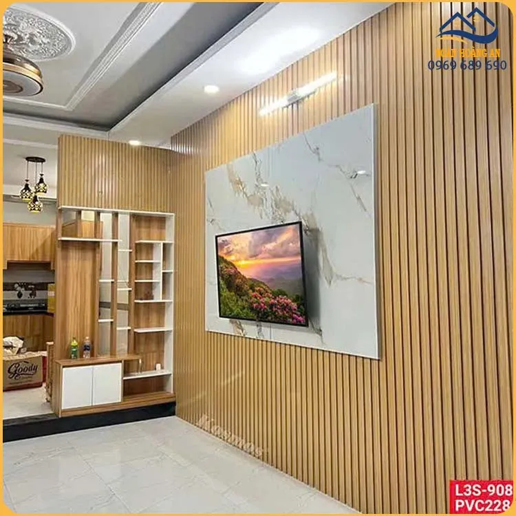 Nhựa Lam Sóng Giả Gỗ Ốp Trần Galawood L3S-908