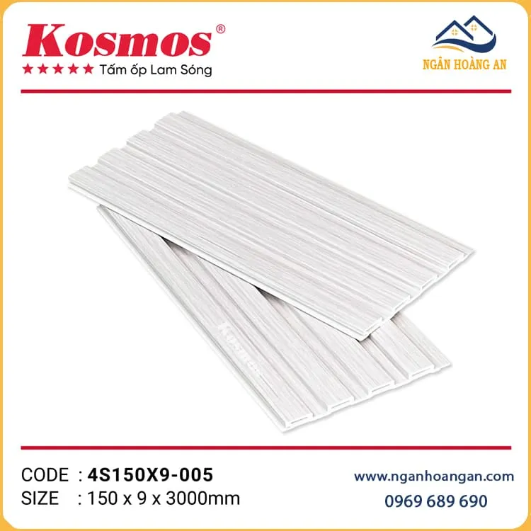 Tấm Nhựa Ốp Trần Lam Giả Gỗ 4 Sóng Kosmos 4S150X9-005