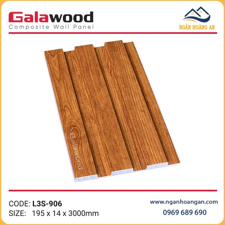 Tấm Nhựa Ốp Tường Lam Sóng Giả Gỗ Galawood L3S-906