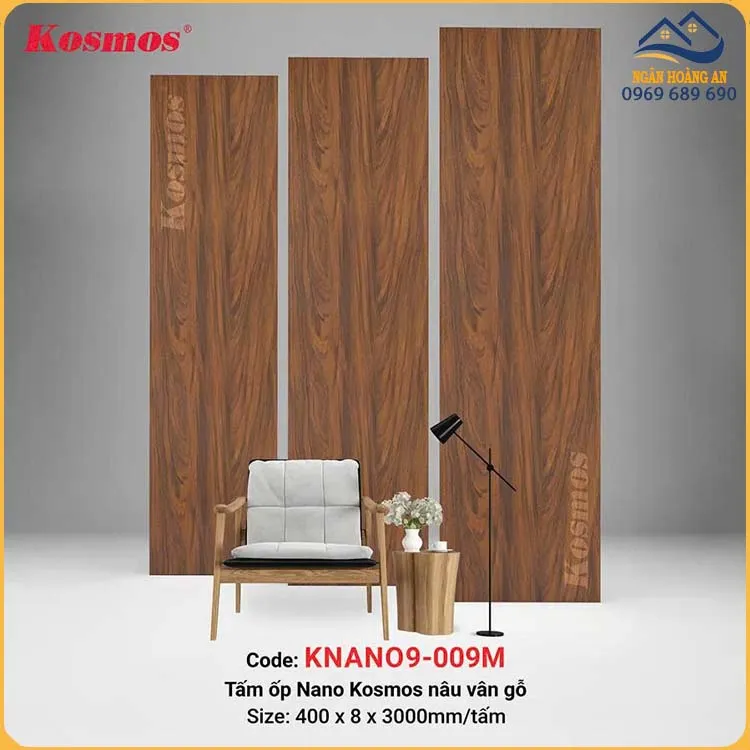 Tấm Nhựa Ốp Trần Nano Giả Gỗ  Kosmos KNANO9-009M