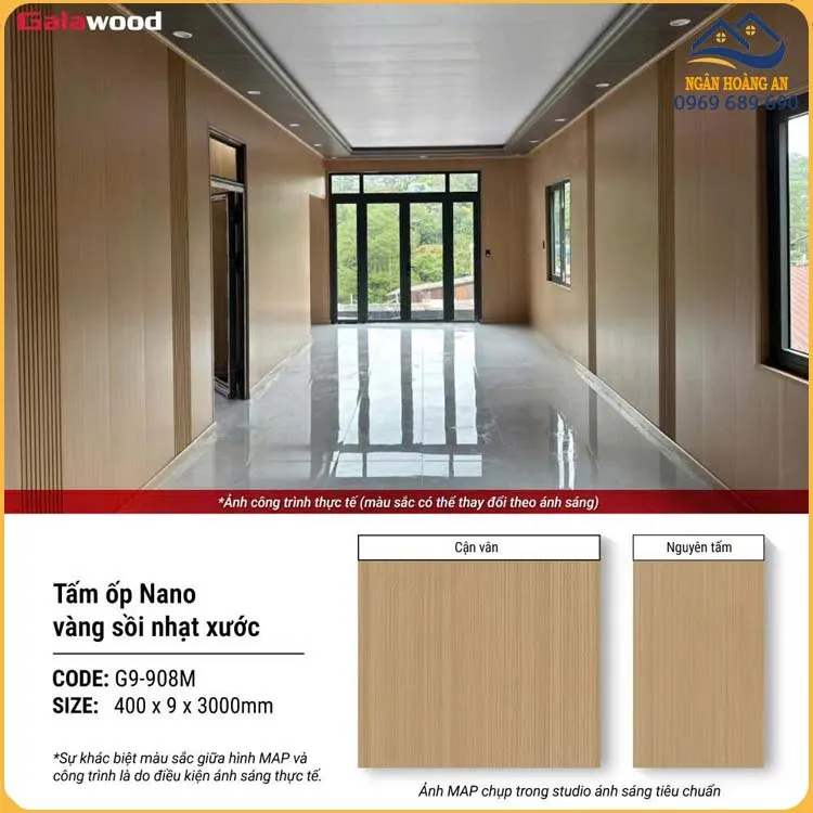 Tấm Nhựa Ốp Trần Nano Vân Gỗ Galawood G9-908M