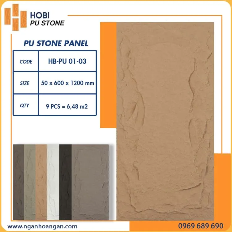 Tấm Nhựa Ốp Tường PU Giả Đá Hobiwood HB-PU01-03