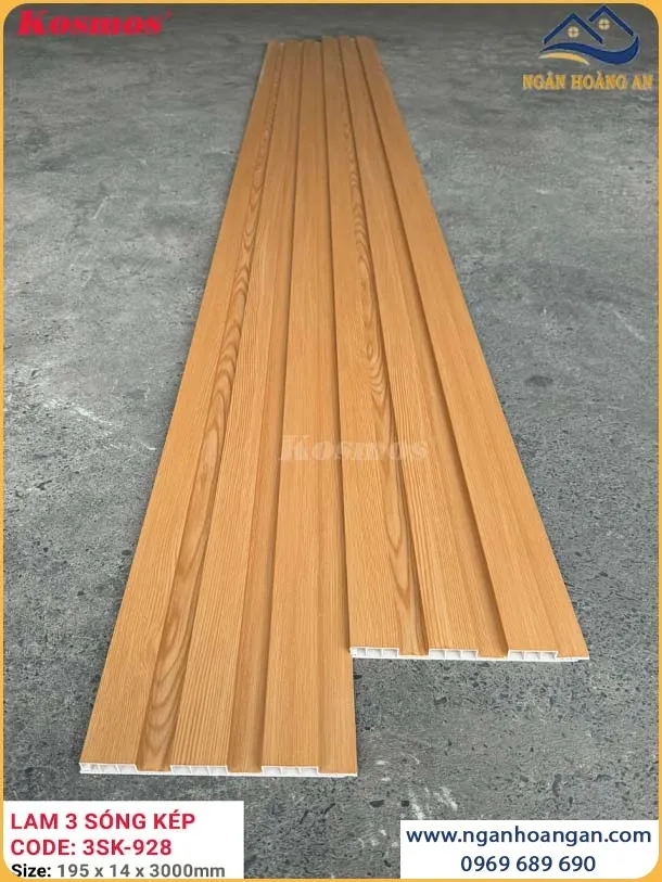 Tấm Ốp Nhựa Giả Gỗ Lam 3 Sóng Chân Kép Kosmos 3SK-928