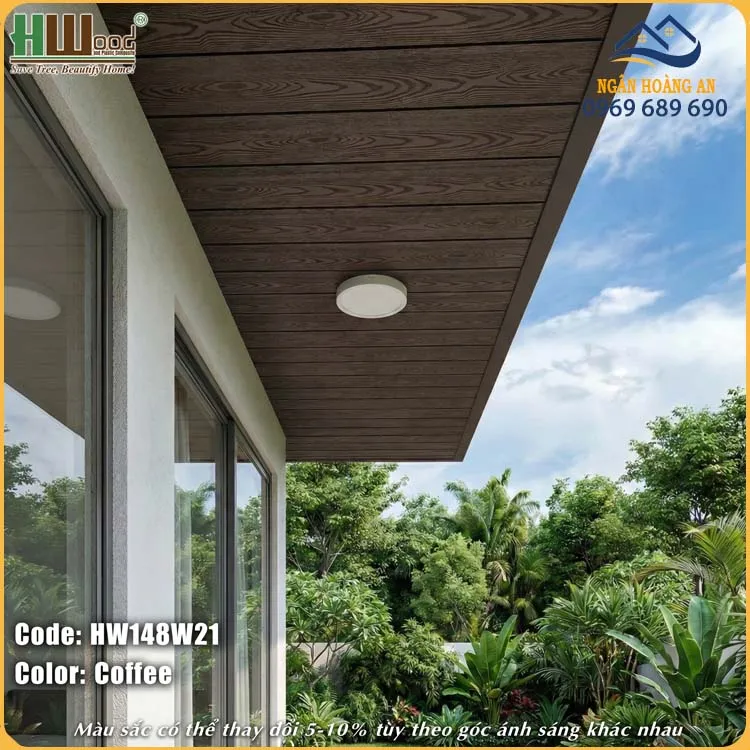 Tấm Ốp Gỗ Nhựa Ngoài Trời Hwood HW148W21 Coffee