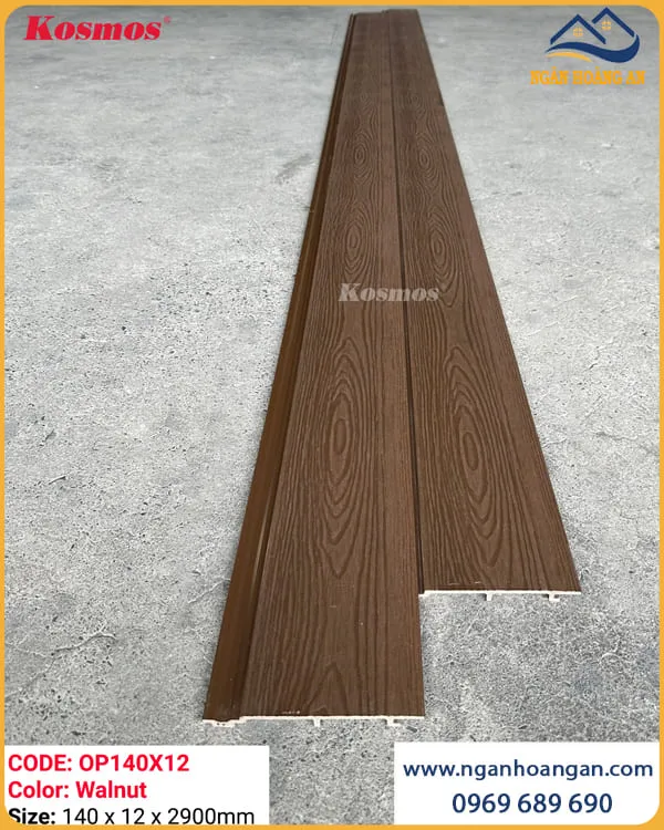 Tấm Ốp Gỗ Nhựa Ngoài Trời Phủ ASA Kosmos OP113X16 Walnut