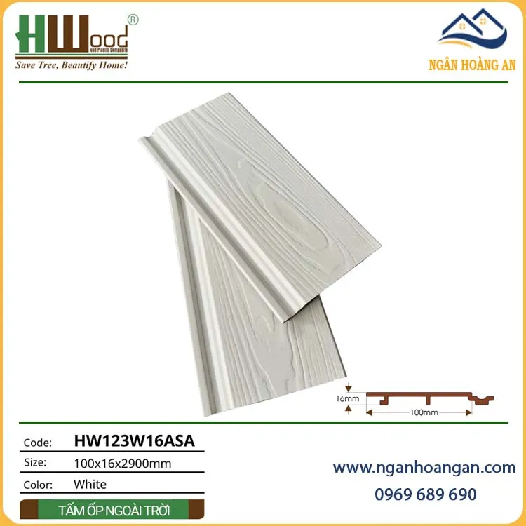 Tấm Ốp Gỗ Nhựa Ngoài Trời Phủ ASA Hwood HW123W16ASA