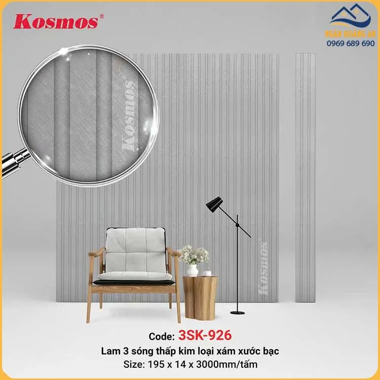 Tấm Ốp Tường Lam 3 Sóng Chân Kép Kosmos 3SK-926