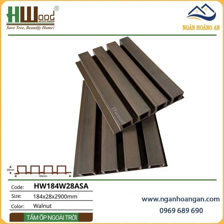 Tấm Ốp Lam 4 Sóng Ngoài Trời Phủ ASA Hwood HW184W28ASA