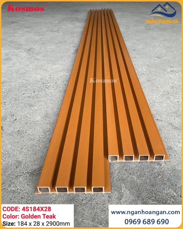 Tấm Ốp Lam 4 Sóng Ngoài Trời Phủ ASA Kosmos 4S184X28 Golden Teak