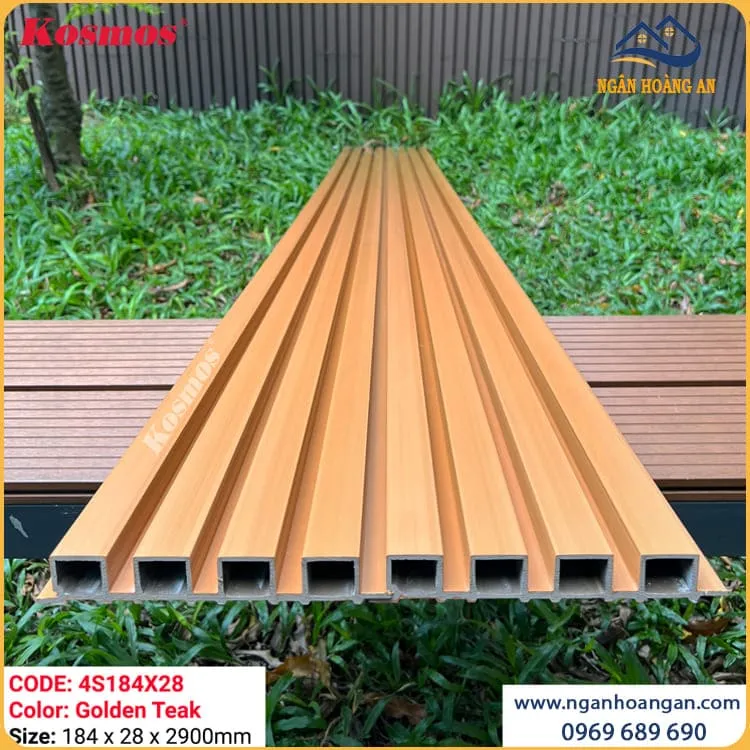 Tấm Ốp Lam 4 Sóng Ngoài Trời Phủ ASA Kosmos 4S184X28 Golden Teak