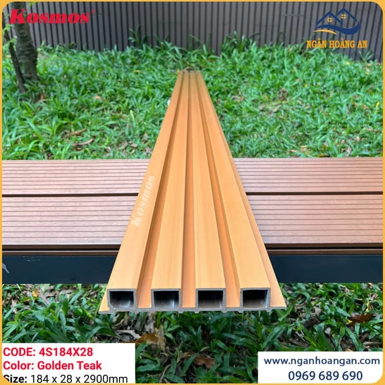 Tấm Ốp Lam 4 Sóng Ngoài Trời Phủ ASA Kosmos 4S184X28 Golden Teak