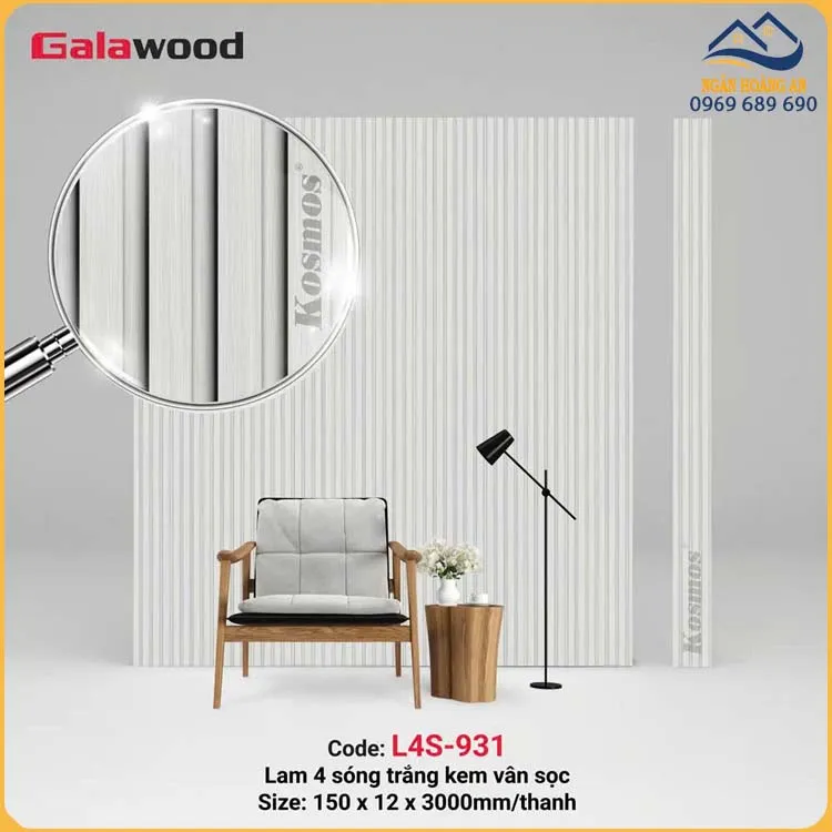 Tấm Ốp Lam 4 Sóng Nhựa Giả Gỗ Galawood L4S-931