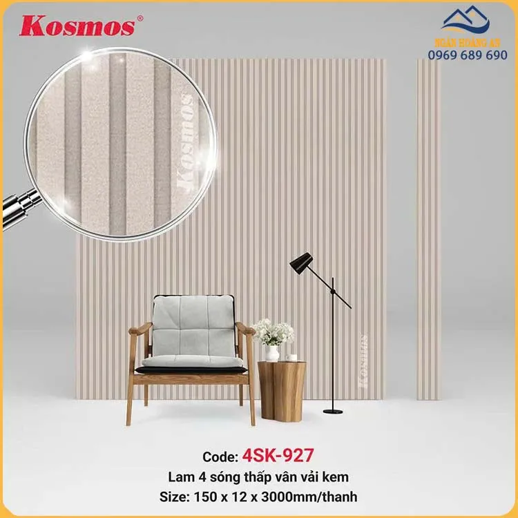 Tấm Ốp Lam 4 Sóng Kép Giả Vân Vải Kosmos 4SK-927