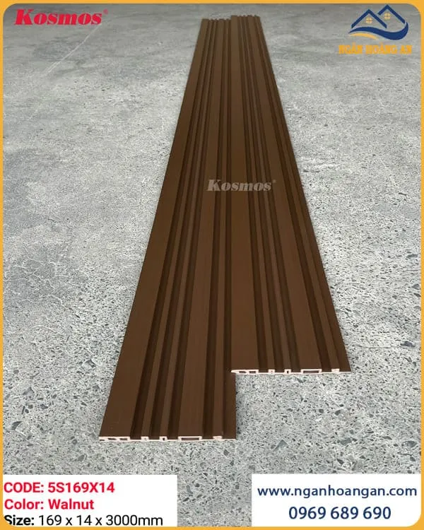 Tấm Ốp Lam 5 Sóng Phủ ASA Kosmos 5S169X14 Walnut