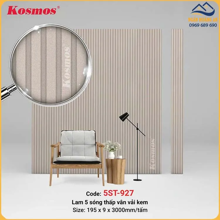 Tấm Ốp Nhựa Lam 5 Sóng Thấp Vân Vải Kosmos 5ST-927