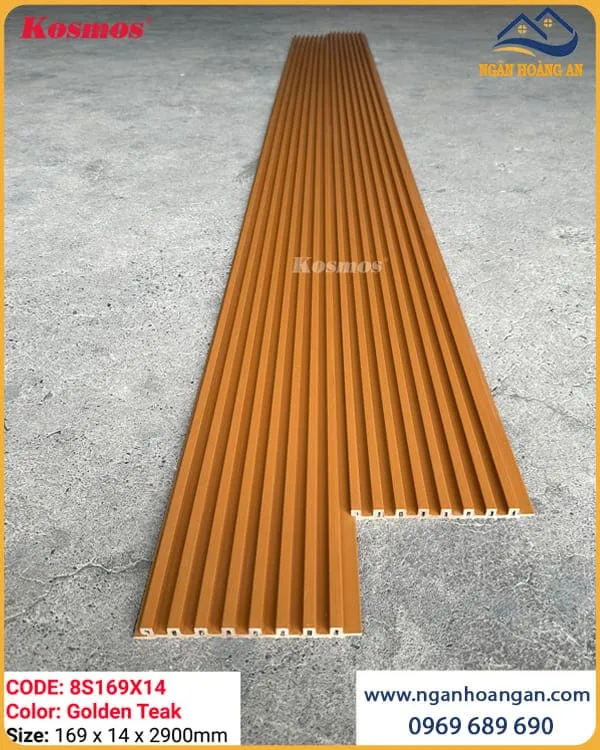 Tấm Ốp Lam 8 Sóng Ngoài Trời Phủ ASA Kosmos 8S169X14 Golden Teak