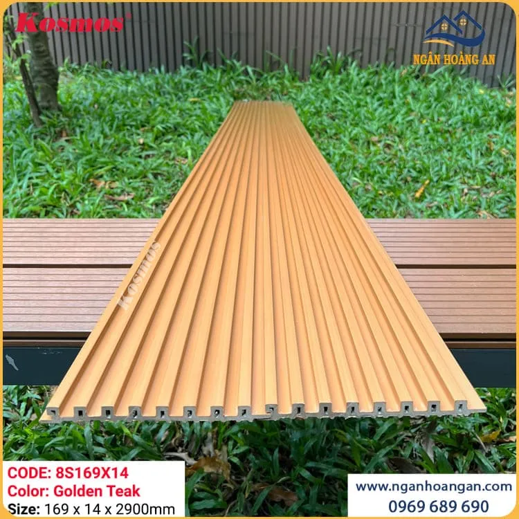 Tấm Ốp Lam 8 Sóng Ngoài Trời Phủ ASA Kosmos 8S169X14 Golden Teak