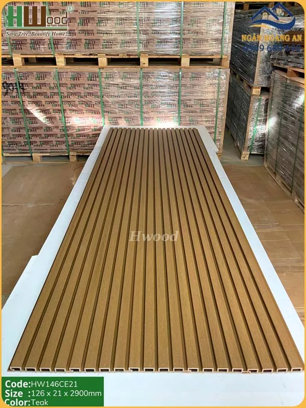 Tấm Ốp Lam Sóng Ngoài Trời 2 Lớp Polymer Hwood HW219CE26 Teak