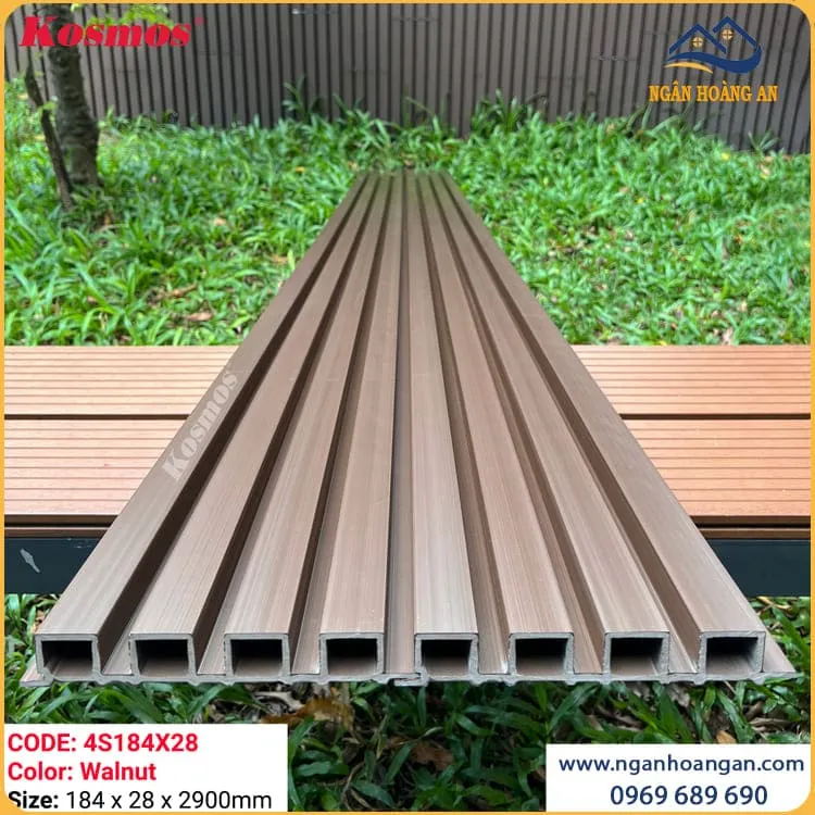 Tấm Ốp Trần Lam Sóng Ngoài Trời ASA Kosmos 4S184X28 Walnut