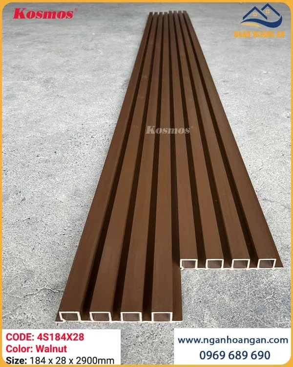 Tấm Ốp Trần Lam Sóng Ngoài Trời ASA Kosmos 4S184X28 Walnut