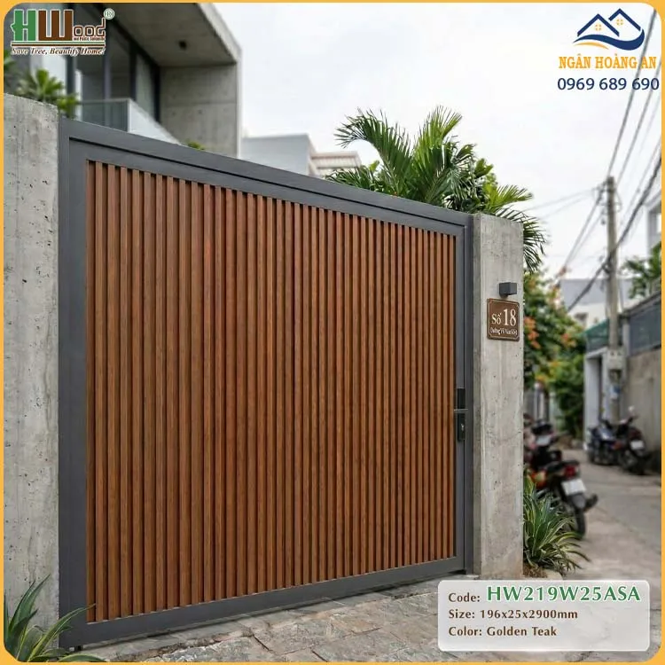 Tấm Ốp Trần Lam Sóng Ngoài Trời ASA Hwood HW219W25ASA Golden Teak