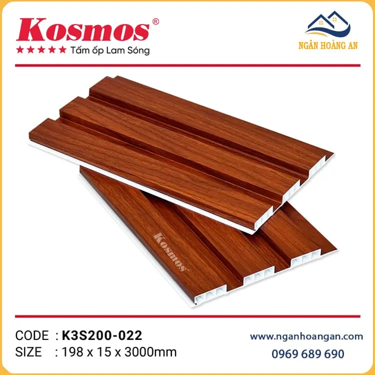 Tấm Ốp Lam Sóng Nhựa Giả Gỗ Kosmos K3S200-022